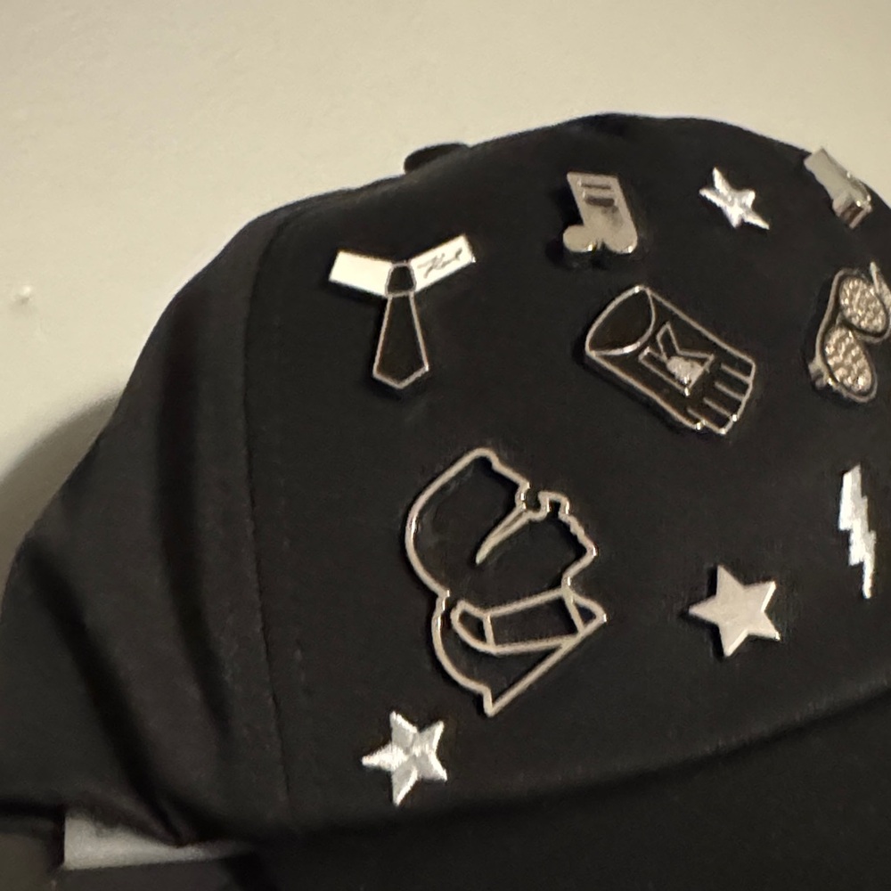Karl Lagerfeld Unisex Black Hat with Silver Embellishments - Picture 4 of 9